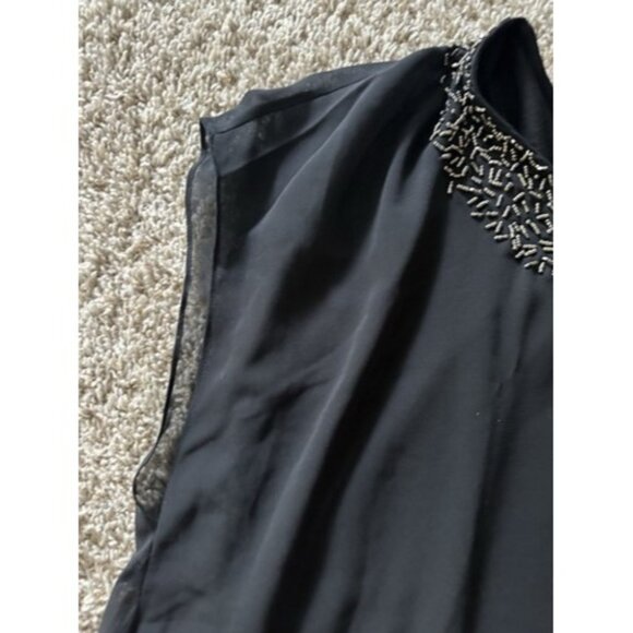 Torrid Blouse Women Plus Size 1X Black Beaded Neckline Sleeveless Overlay Top - Picture 3 of 11